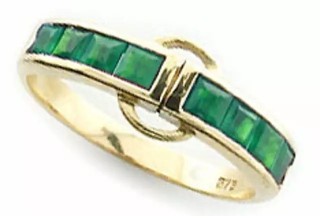 9ct 9k Solid Yellow Gold Emerald Ring, Vintage Womens Anniversary R109 Custom