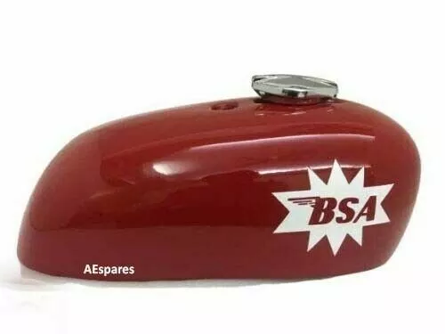 Pour BSA A65 Spitfire Hornet 2 Gallon Rouge Peint Acier Essence Réservoir + Cap