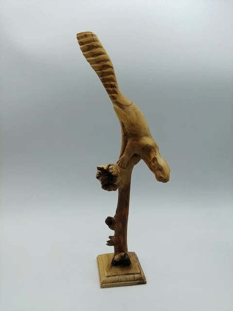 Wooden Carved Polecat Weasel 13 1/4" Tall  --   Length of Animal 8 1/2"