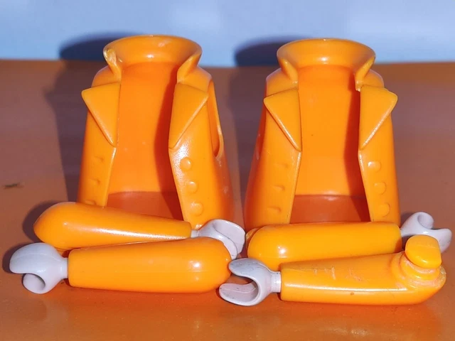 Pièces Détachées Playmobil – 2 Jambes Oranges Avec Poches – Pour Figurine Ouvrier Port – Occasion