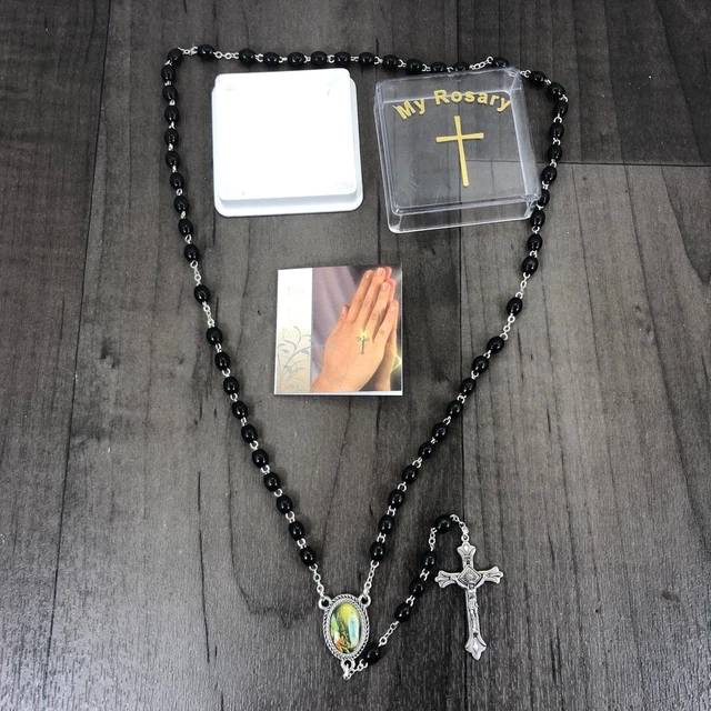 Hämatit-Rosenkranz Schwarz Mit St. Michael Medaille – 50 Cm, Handgefertigt