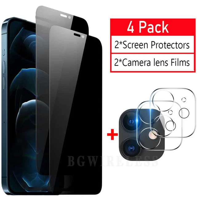 FOR IPHONE 14 13 12 Pro AntiSpy Privacy Screen Protector,Camera Lens