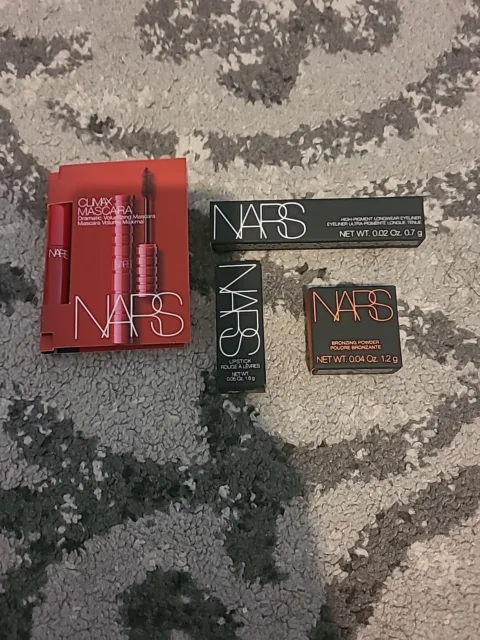 NEW - NARS 4 pc. Mini Size Makeup Travel Set Laguna Bronzer, Climax Mascara +