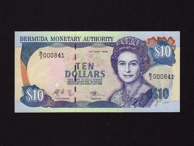 Bermuda:P-42d,10 Dollars, 1999 * Queen Elizabeth II * UNC *