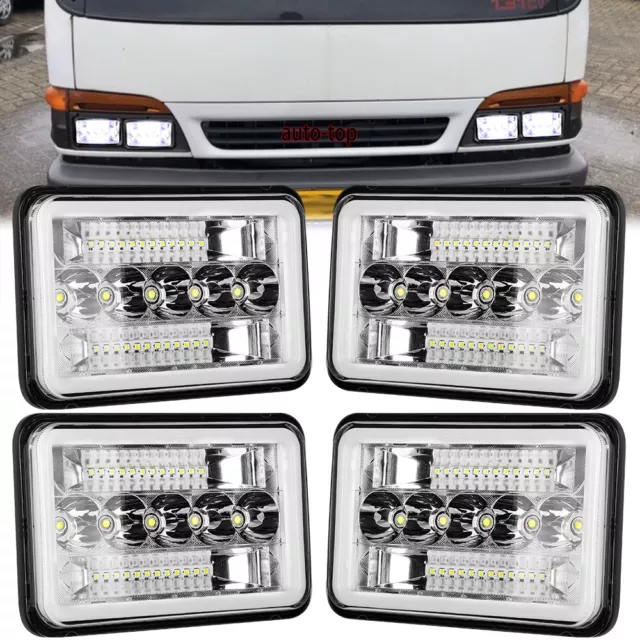 4PCS For Isuzu NQR NPR NPR-HD 4x6'' LED Headlights Hi/Lo Beam DRL Headlamp Bulbs