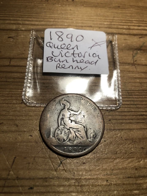 1890 Penny Queen Victoria Young Head Bronze Coin