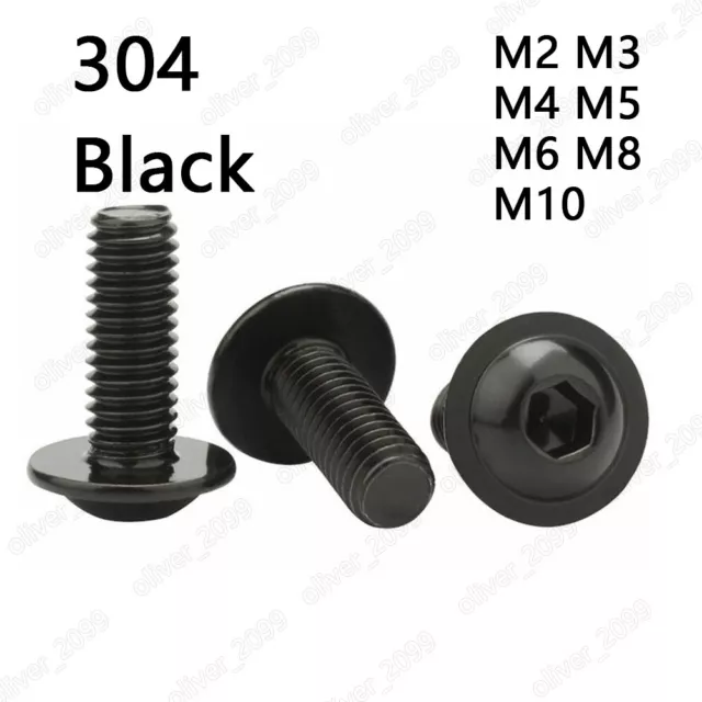 Black 304 Stainless Steel Hexagon Socket Button Head Screws With Collar M2-M10