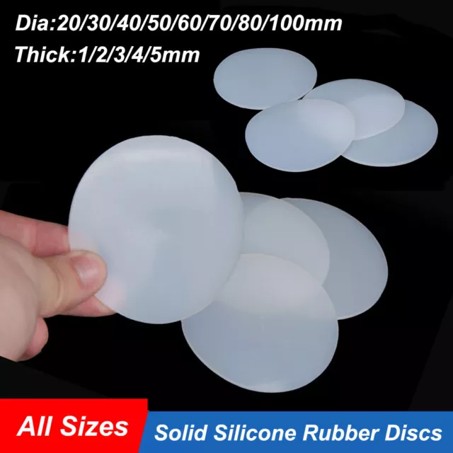 Thick 1mm-5mm Solid Silicone Rubber Discs Round Pad Ø20/30/40/50/60/70/80/100mm