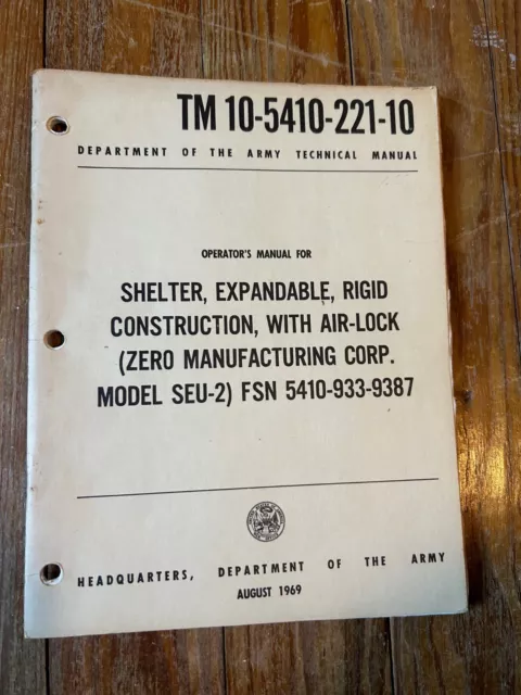 1969 Shelter, Expandable, Zero Manufacturing Corp Model Seu-2, Tm 10-5410-221-10