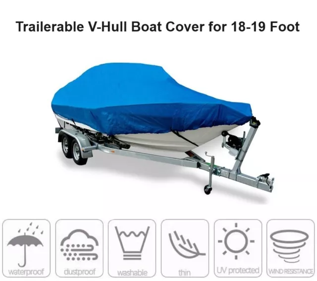 Trailerable Boat Cover 18-19 Ft / 5.5-5.8m Heavy Duty Weather Waterproof 600D