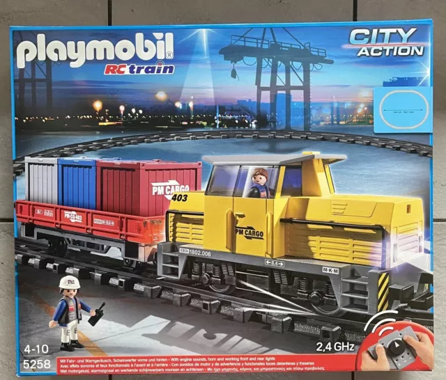 Playmobil RC Train City Action m.Zusatzschienen+Bahnüberg.+Containerkran wie neu