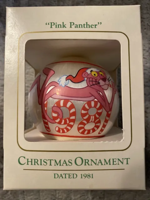 Satin Pink Panther Christmas Ornament 1981 Vintage Ambassador in Box