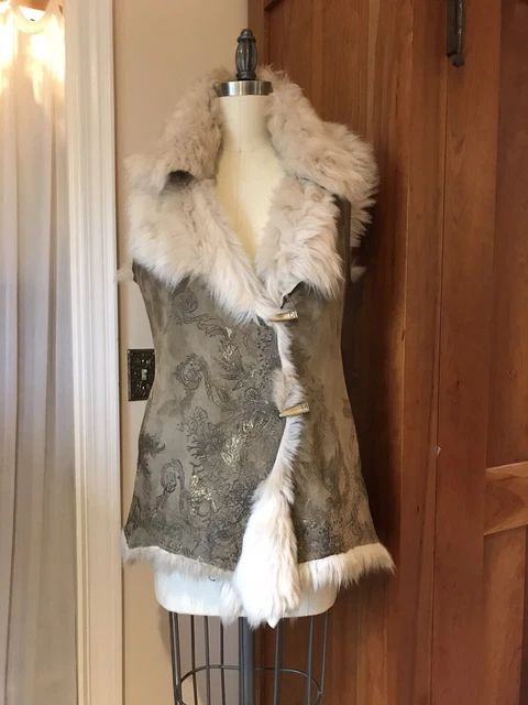 Nigel Preston & Night Shearling Vest Free People gold print leather suede fur Nigel Preston & Night Shearling Vest Free People gold print leather suede fur