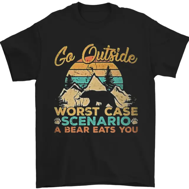 Go Outside Funny Camping Hiking Trekking Mens T-Shirt 100% Cotton
