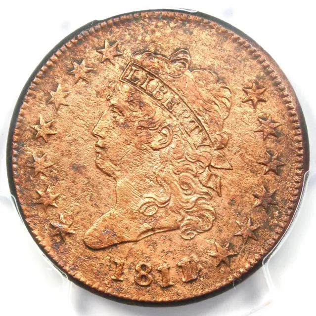 1811/0 Classic Liberty Large Cent Coin - Certified PCGS AU Detail - Rare Date!