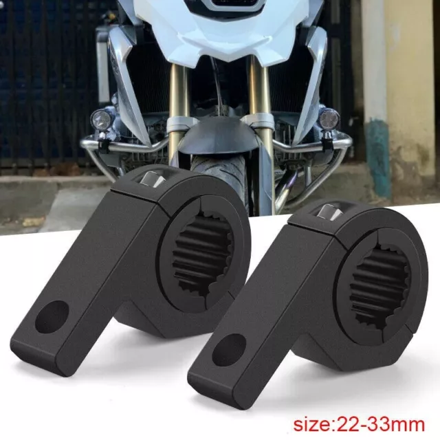 2 Supports Phare Moto Aramox - Pour Fourche 35-43mm - Aluminium Noir