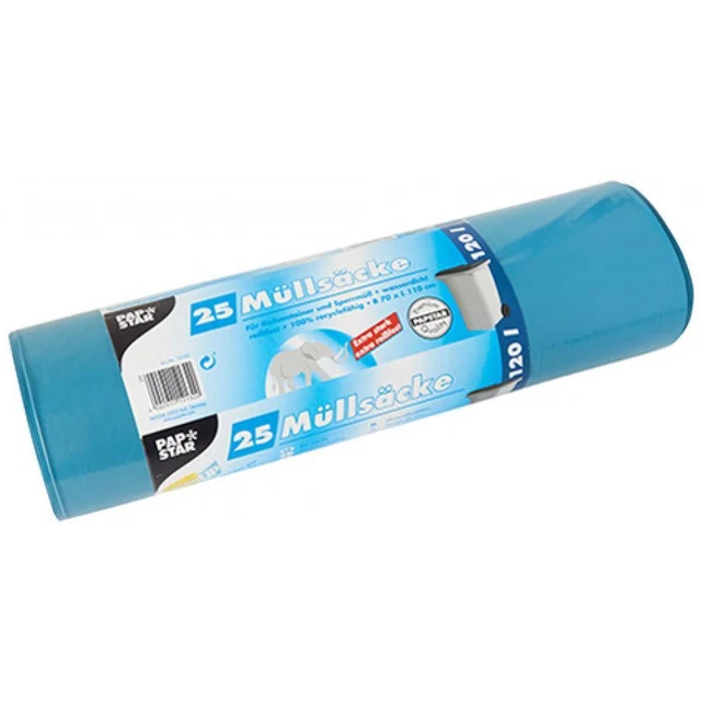 Sacchi spazzatura Papstar LDPE, 120 litri, blu 50 pezzi