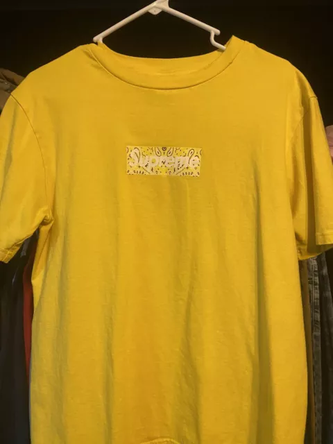 SUPREME BANDANA BOX Logo Tee Yellow Size: Medium $42.00 - PicClick