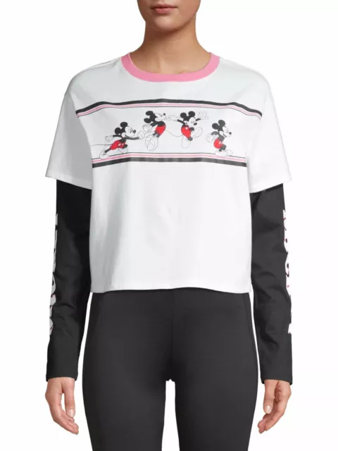 T-shirt graphique Mickey Mouse Arctic White Juniors' Long Jump Twofer