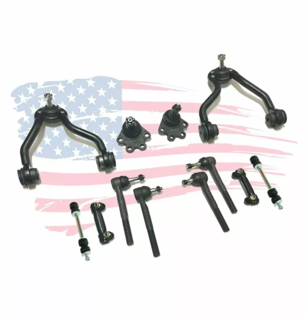 12 Pc Steering and Suspension Kit Control Arms Ball Joints Sway Bars Tie Rods