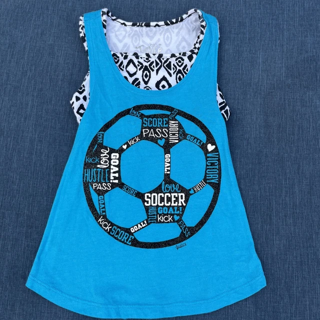 justice Love Soccer Goal Tank Top With Attached Bra sz 5 A1