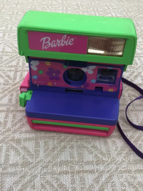 Vintage Barbie Polaroid Instant One Step 600 Camera With Strap Untested AS IS