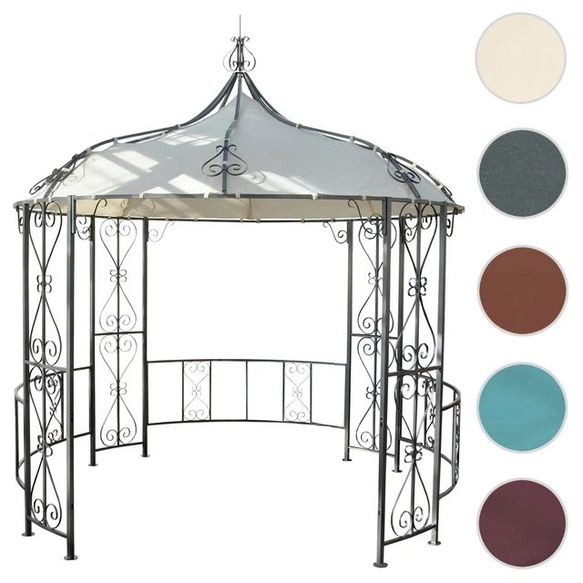 Pergola Almeria, Rundpavillon Garten Pavillon, stabiles Stahl-Gestell Ø 3m
