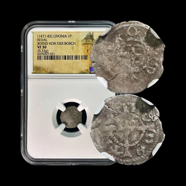 LIVONIA. 1471, Pfennig, Silver - NGC VF30 - Teutonic Order, Reval, Tallinn 021