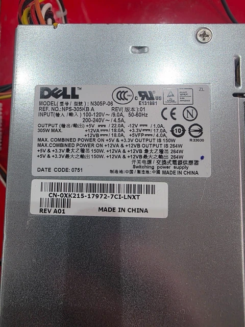 Dell NPS-250LB A CN-0C627N C627N 250w NPS-250LBA - Alimentation