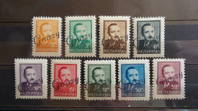 Polen 1948 / Kat. Fischer Nr. 470 - 478 mit Aufdruck Groszy
