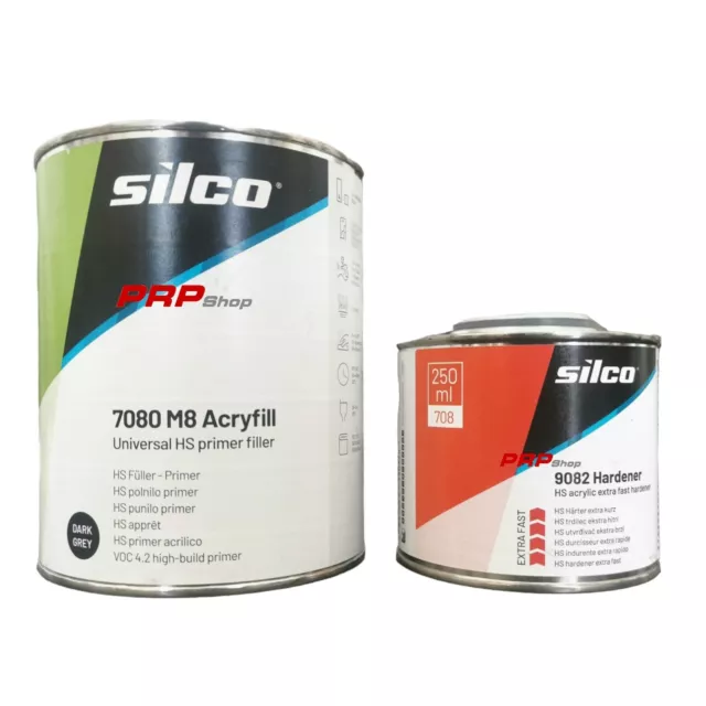 Fondo acrilico bicomponente riempitivo 1LT NERO SILCO 7080 M8+250ml induritore