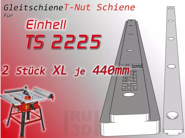 2x440mm T-Nut Schiene f. EINHELL TS 2225 Tischkreissäge, Schiebeschlitten