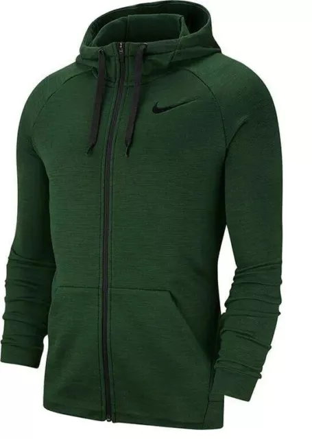 Felpa con cappuccio Nike verde cerniera intera Dri-Fit manica lunga uomo - media M