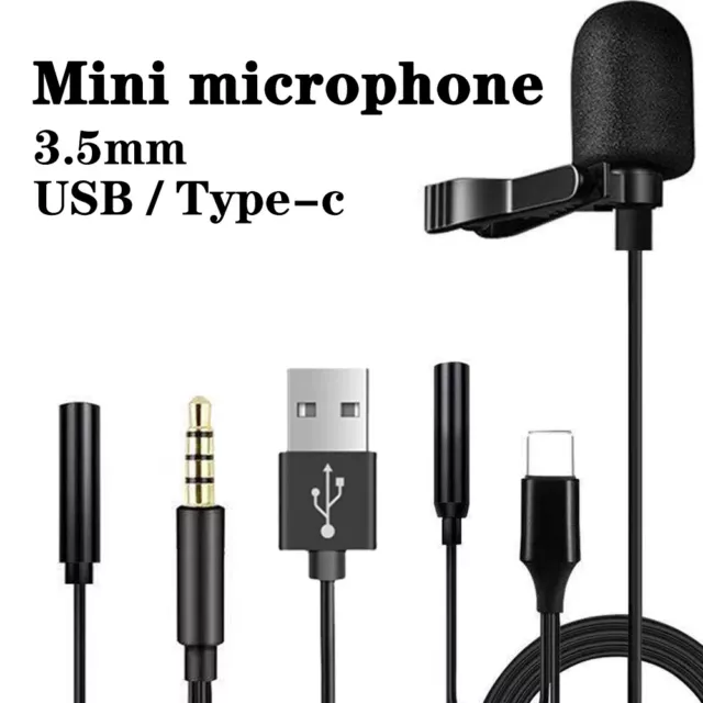 3.5mm Clip On Lavalier Lapel Microphone Hands Free Wired Condenser Mini Mic