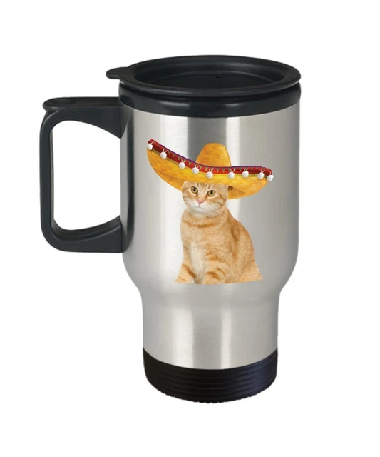Fiesta Cat Travel Mug - Funny Tea Hot Cocoa Coffee Insulated Tumbler -...
