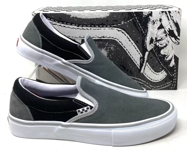 VANS SKATE SLIP On Shoes Suede Low Top Gray Black For Men Sneakers ...