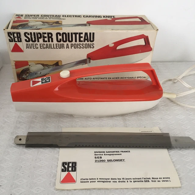 Couteau électrique Vintage SEB - Orange Et Blanc - Fabriqué En France