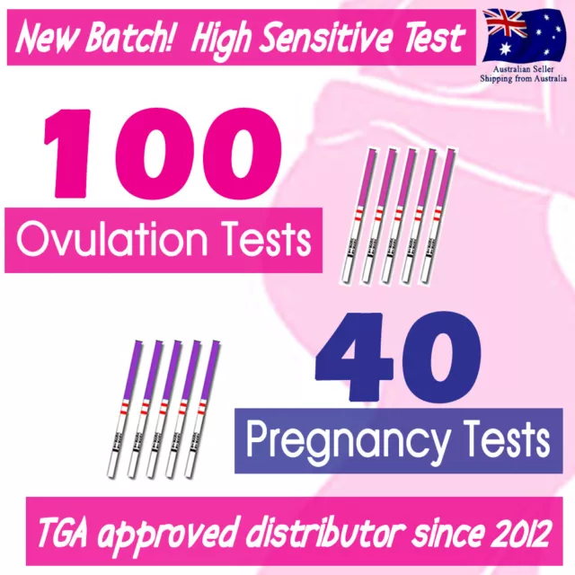 100 Ovulation Tests 40 Pregnancy Tests LH hCG Urine Strips Fertility OPK HPT Kit