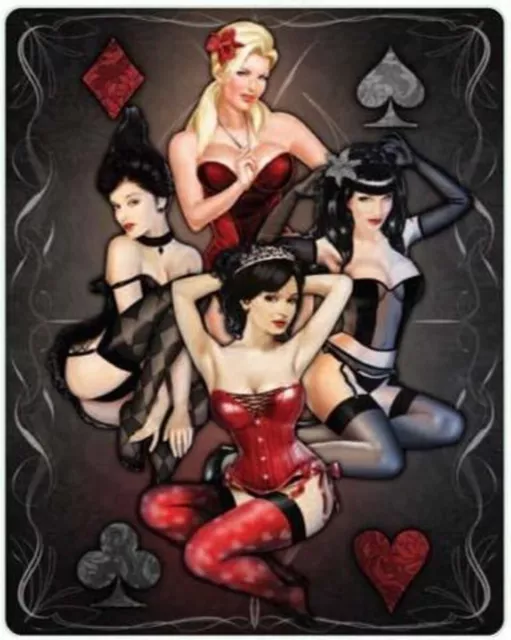 Aufkleber Vier von einer Sorte Zocker 16 x 13 cm Pin Up Girl 4 of a Kind Poker