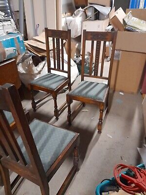 Juego de 4 sillas de comedor de roble talladas en espalda alta George VI