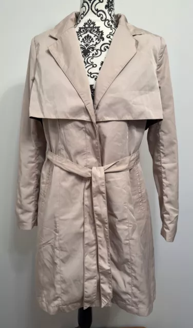 Badgley Mischka American Glamour Women’s Beige belted pockets Trench Coat size S
