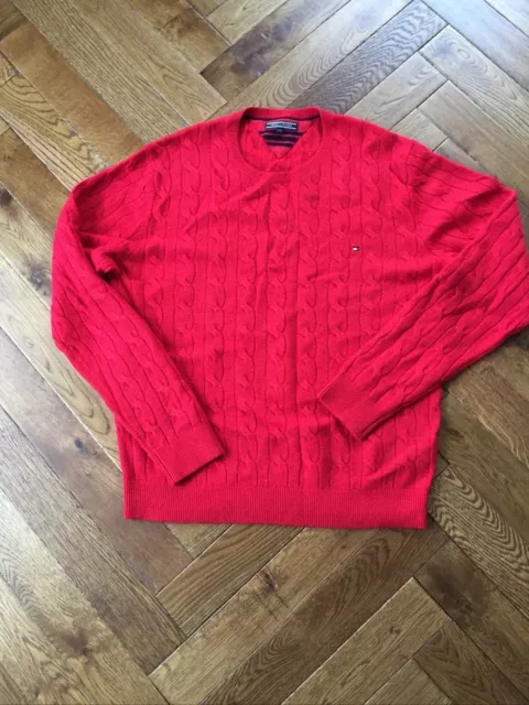 Tommy Hilfiger Lambswool(74%) Mens Red Jumper Size XXL ,Pit To Pit 24 Inches
