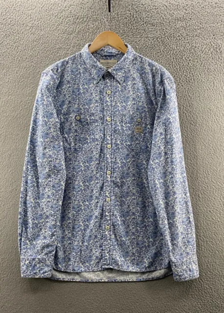 Denim & Supply Ralph Lauren Shirt Mens Large Blue Floral Button Up Casual Cotton