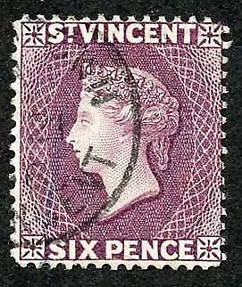 St Vincent SG57 6d Dull Purple wmk Crown CA SUPERB CDS used Cat 25 pounds