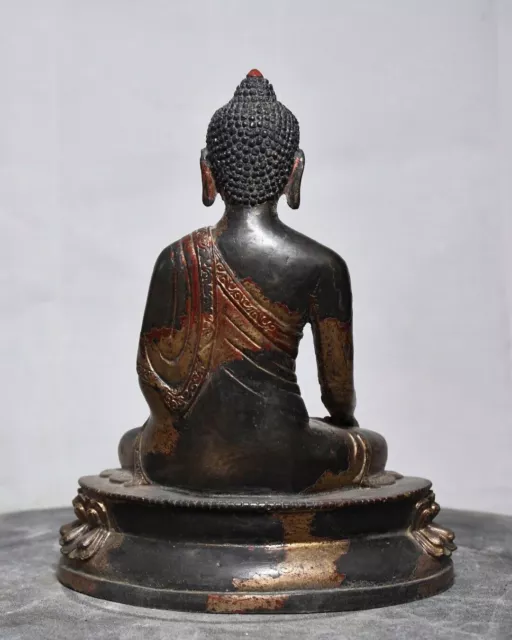 8& CHINA OLD Tibet Tibetan Buddhism temple Bronze gilt Shakyamuni ...