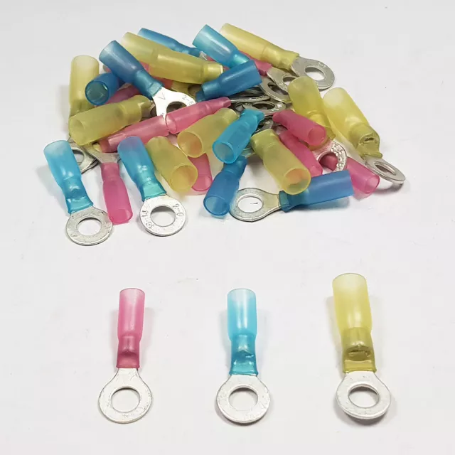 Heat Shrink Ring Terminals Heatshrink Connector Crimp Terminal Red Blue Yellow