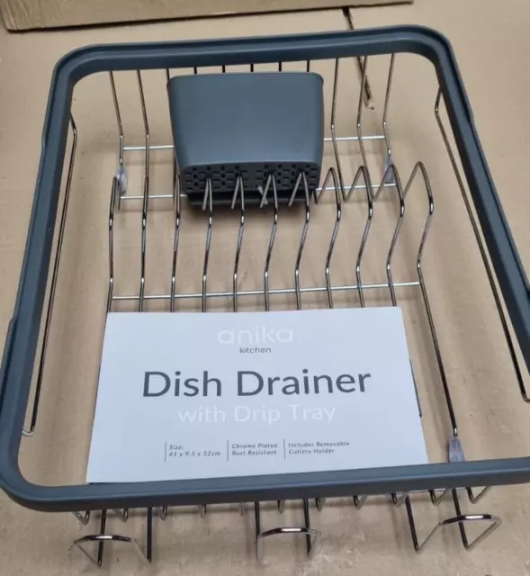 Anika 69049 Kitchen Dish Drainer Rack/Separate Cutlery Holder(no drip tray)