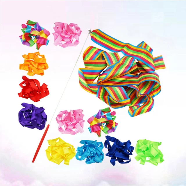 12 PCS Fitness Nastri Ballo Con Bacchette Streamer Per Bambini
