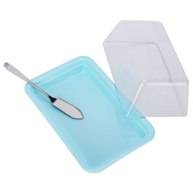 (Blu quadrato) 02 015 Scatola burro rettangolare portatile scatola burro