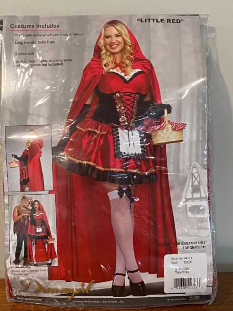 Little Red Riding Hood Costume Adult Sexy Halloween Fancy Dress 1X/2X 165-225lbs